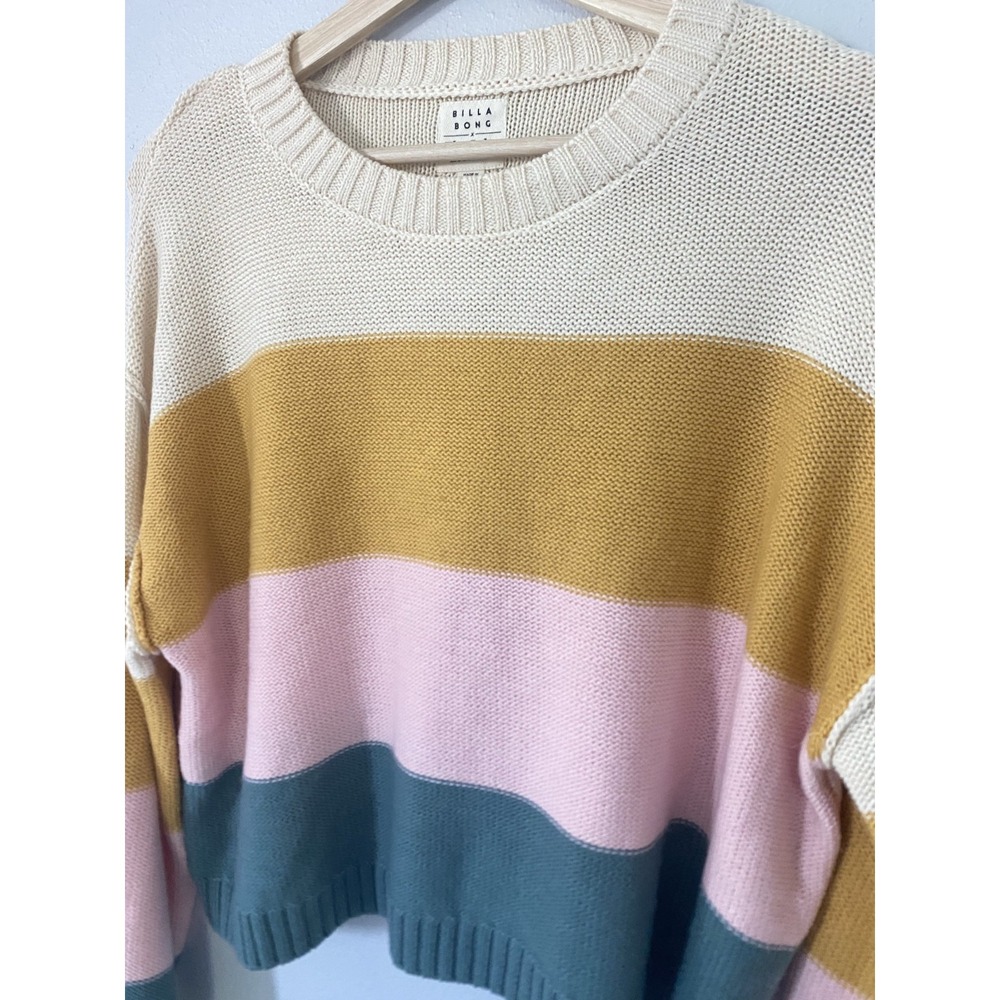 Billabong x Salty Blonde Day Drifter Striped Pullover Sweater Wom Sz S Oversized - Picture 5 of 8